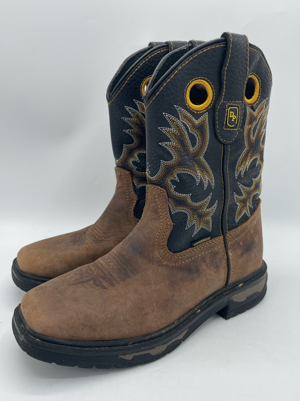 Dan Post Ridge Runner Youth Brown & Black Work Western Pull-On Boots.